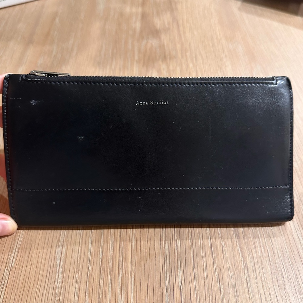 Acne Studios Leather Travel Wallet | Black, 8”x4”